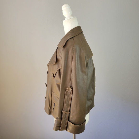 HAYDEN-HARNETT // ltd ed khaki tan buttery leather large lapel leather jacket - Picture 2 of 7